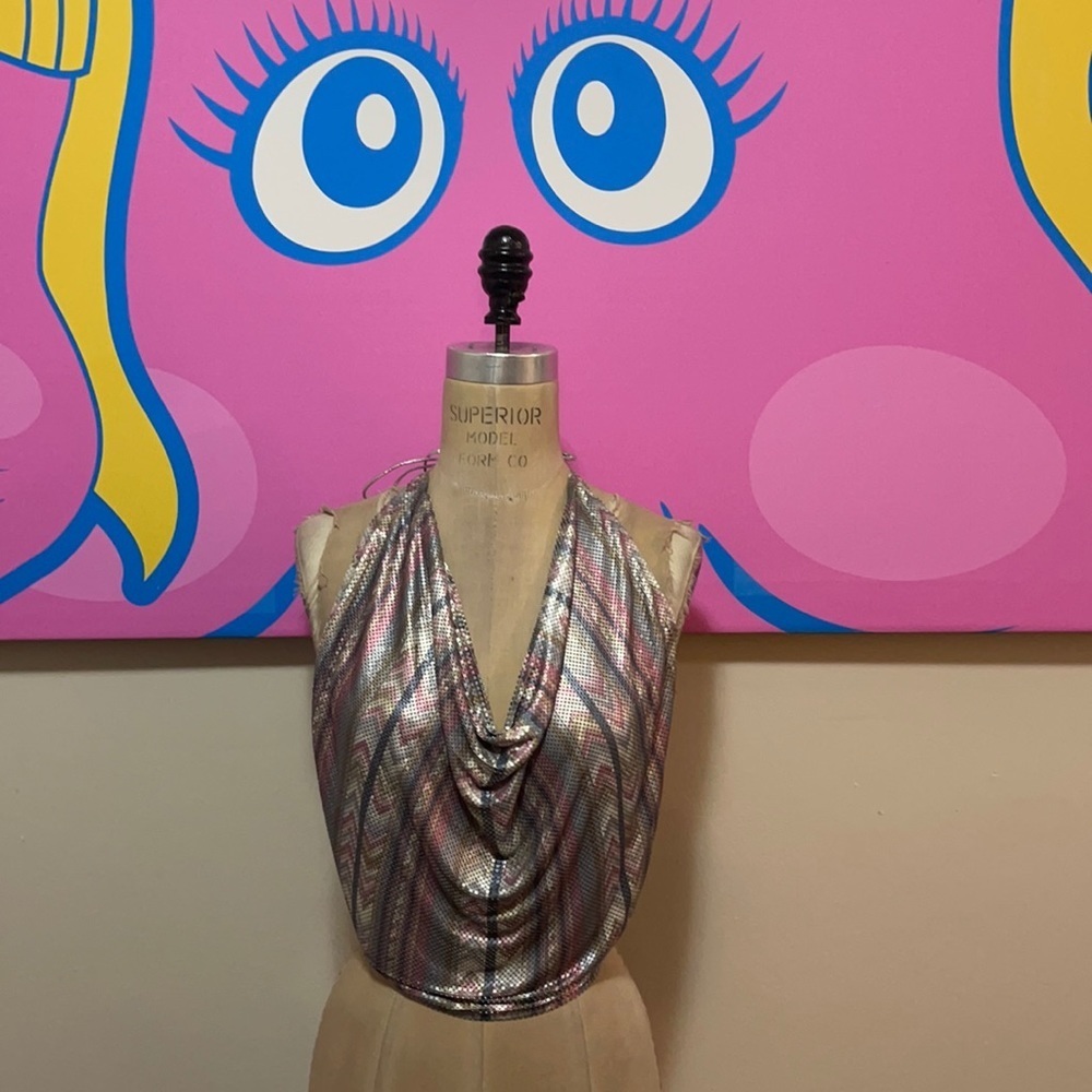 Whiting & Davis Pastel Metal Mesh Chain Mail Top Blouse